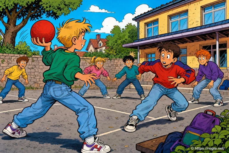 Enfants jouant à la balle au prisonnier