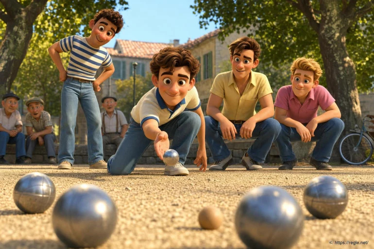 Jeunes jouant à la pétanque en plein air