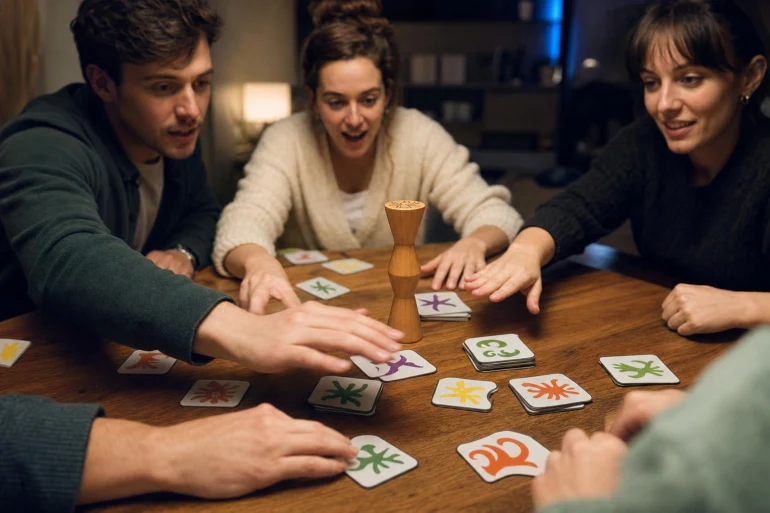 Amis jouant à un jeu de société