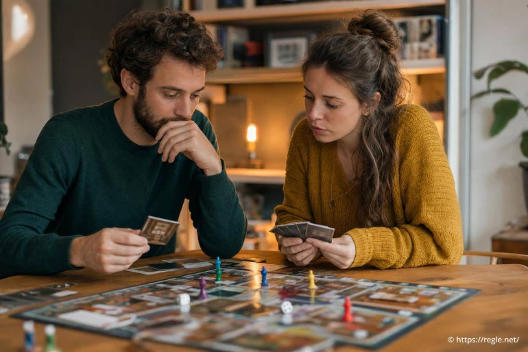 Couple jouant à un jeu de société