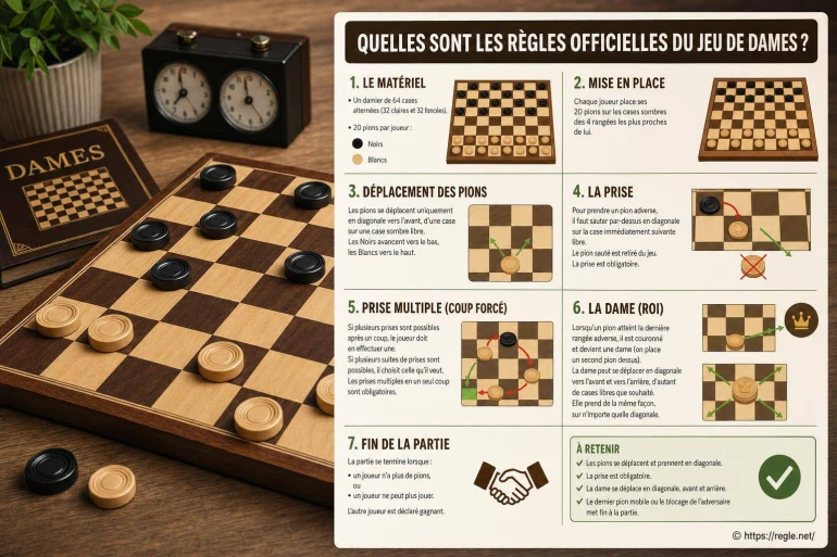 Quelles sont les règles officielles du jeu de dames ?