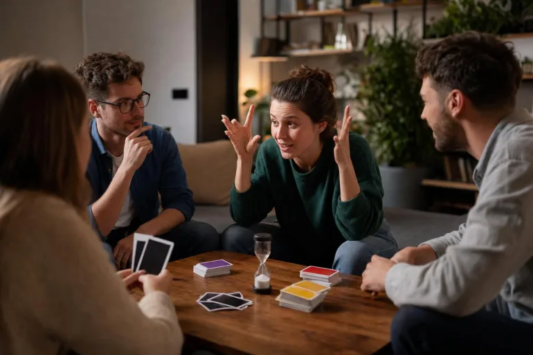 Amis jouant à un jeu de cartes