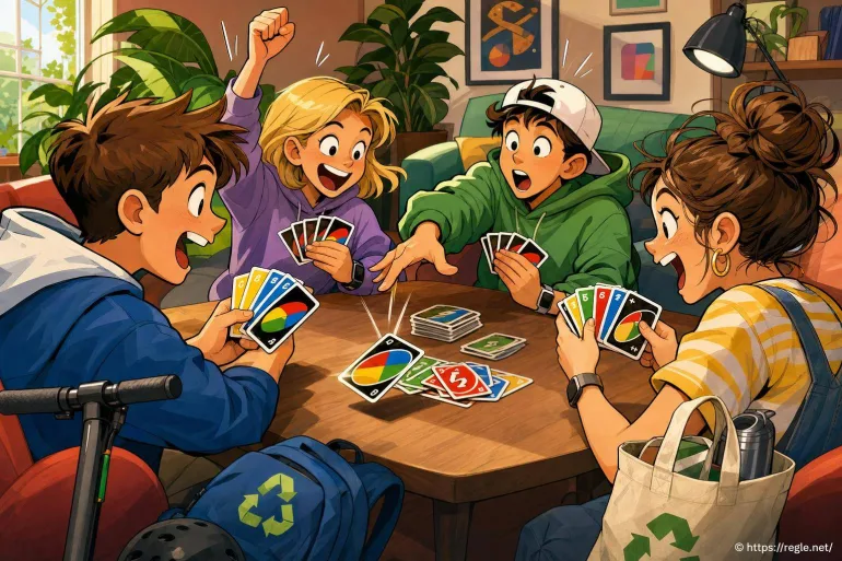 Adolescents jouant au jeu de cartes uno