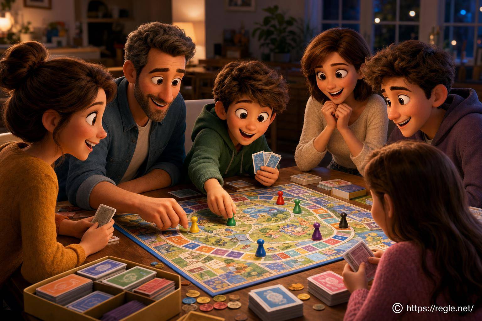 Famille jouant à un jeu de société