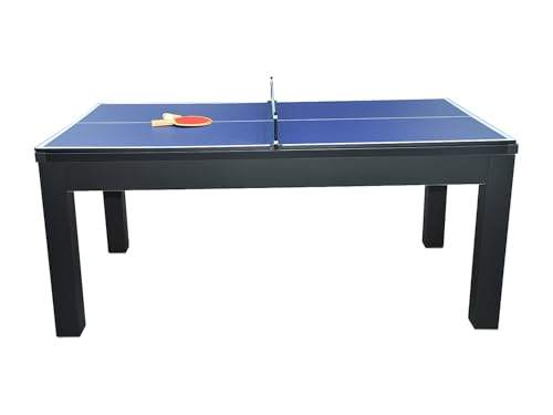 Vente-unique - Table Transformable Noire - Billard & Ping-Po