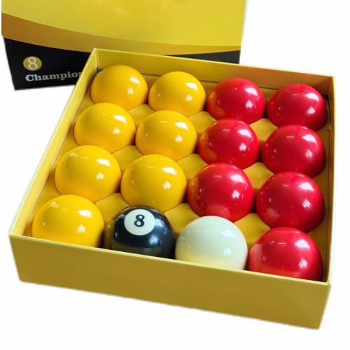 Sinkkuma Lot de 16 boules de billard rouges et jaunes 57,2 m