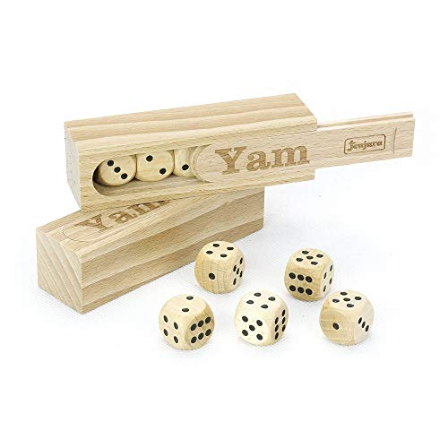 Jeujura - 8194- Jeux de Société-Coffret en Bois - Yam, Beige