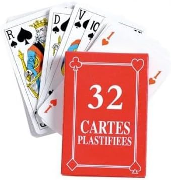 GRENADINE BOUTIQUE Lot de 10 Jeux 32 Cartes Poker, belote, Piquet, Manille, coinche, Bataille, menteur, soufflette