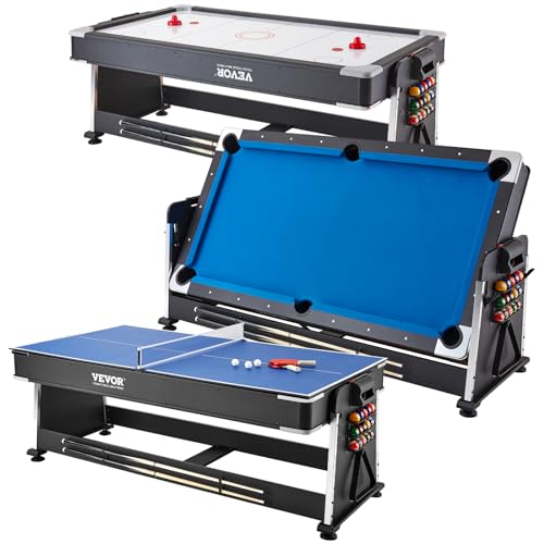 VEVOR Table de Jeu Pivotante 3-en-1 pour Air Hockey, Billard