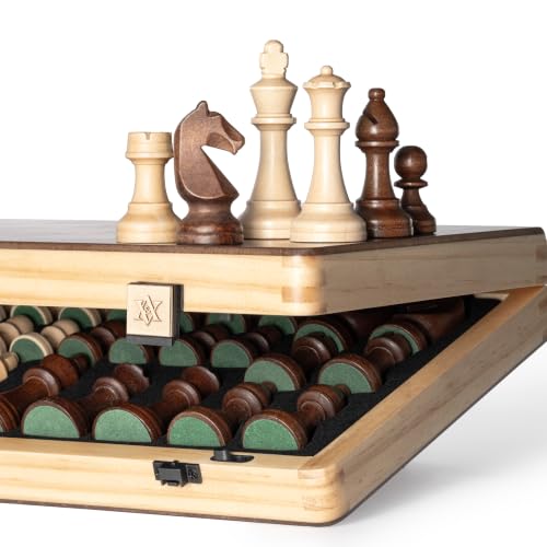 A&A Jeu déchecs magnétique pliable en bois de 38,1 cm avec p