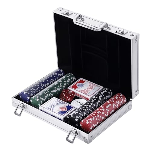 HOMCOM Mallette de Poker Coffret de Poker Complet avec 200 j