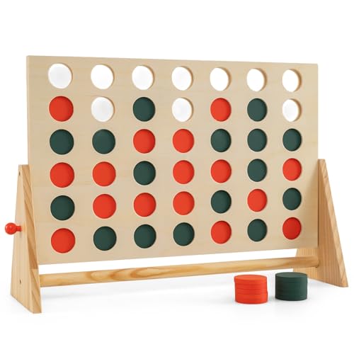 COSTWAY Jeux Puissance 4 Géant Enfant avec 42 Jetons, Jeu de