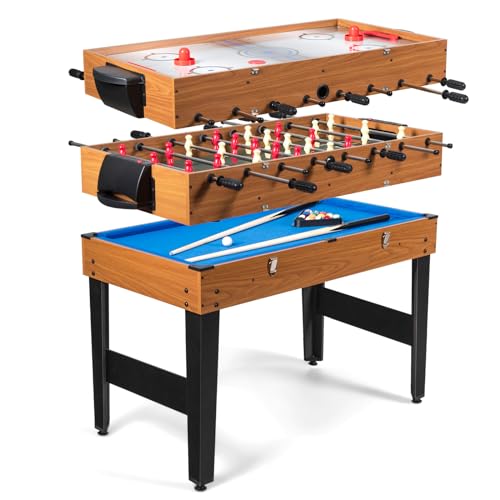 COSTWAY 3 en 1 Table de Baby-Foot avec Hockey & Billard