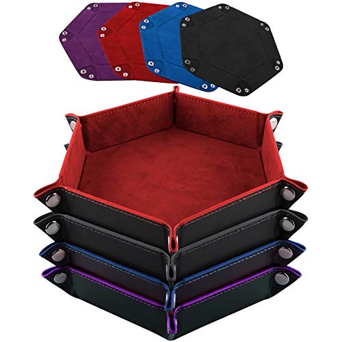 SIQUK 4 Pièces Piste de Dés 4 Couleurs Hexagone Cuir PU et V