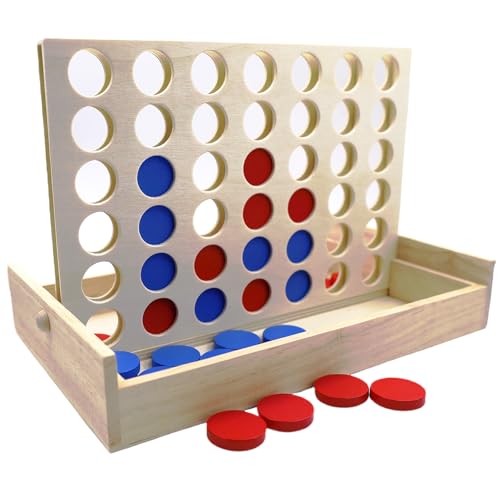 GDJIAJT Puissance 4 Jeux en Bois, 4 in a Row Jeu de stratégi