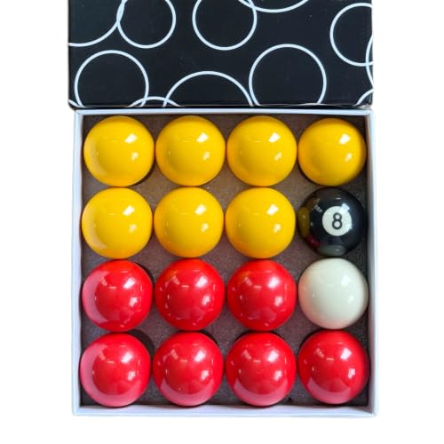 Sinkkuma Lot de 16 boules de billard rouges et jaunes 50,8 m