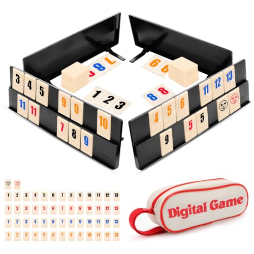 Rummy Voyage Classique Jeu Set avec 106 Carreaux et 4 Suppor