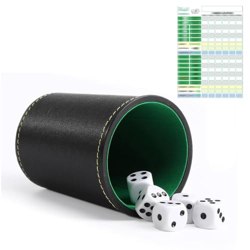 Dexpally Jeu de dés avec 5 dés avec Bloc de Jeu de dés, gobe