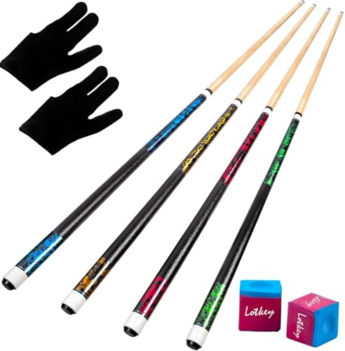 Horse Queue de Billard, Billard Queue Lot de 4 Pool Cue Stic