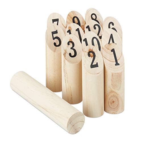 Relaxdays Jeu de lancer semblable au Kubb, finlandais, bois 