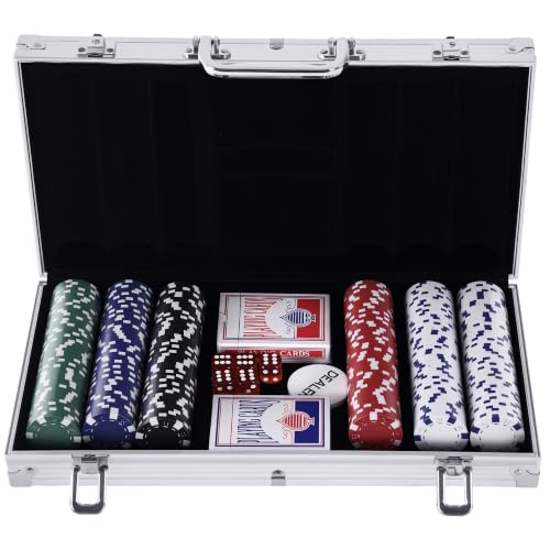 HOMCOM Mallette de Poker Coffret de Poker Complet 300 Jetons