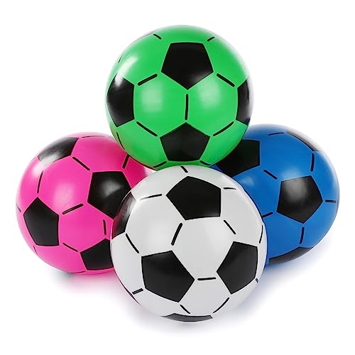 Set de 4 Ballons de Foot pour Enfants - Ballon pour Enfants en PVC Indoor & Outdoor pour la Maison, Le Jardin, l'eau et la Plage - 20 cm