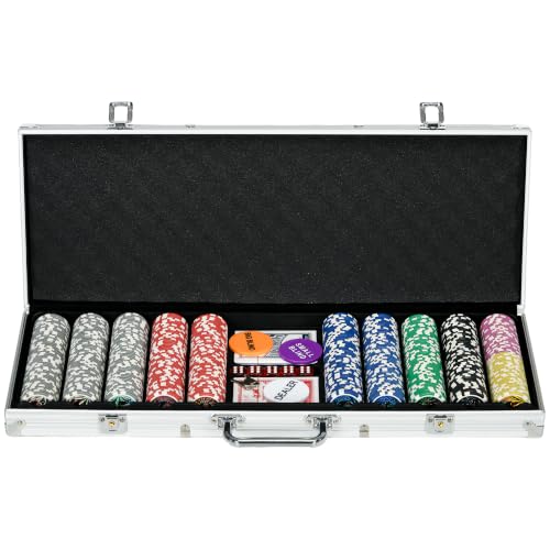 SPORTNOW Mallette de Poker Verrouillable 500 Jetons 5 Dés Al