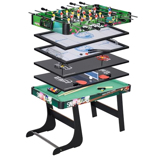 HOMCOM Table Multi-Jeux 6-en-1, Table de Jeu Baby-Foot, Bill