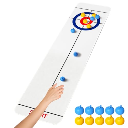 FuYelng Mini Jeu de Curling avec 8 Disque Roulant 133X28cm C