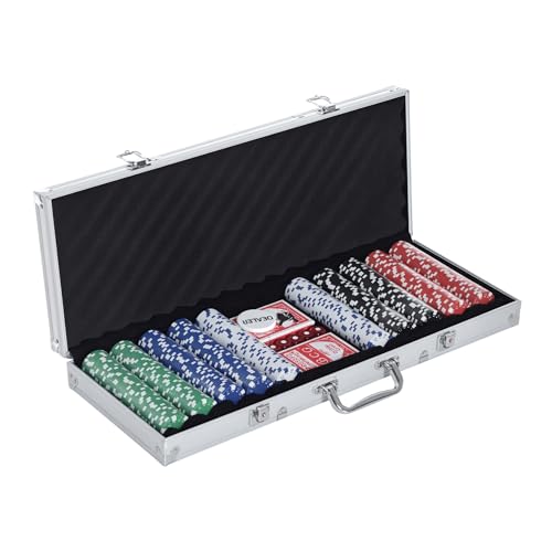 HOMCOM Mallette de Poker Coffret de Poker Complet avec 500 j