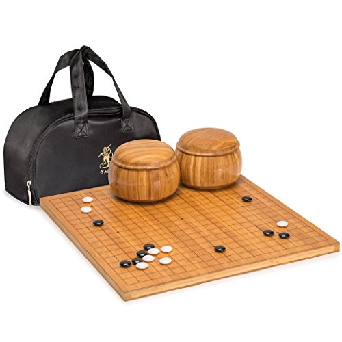 YMI Jeu de Go en Bambou gravé avec Bols,