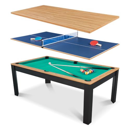 Table Billard 3 en 1 Convertible 7FT en Table à Manger et Te