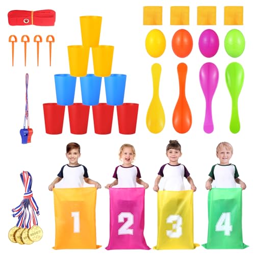 GWHOLE Jeux Exterieur Enfant 38Pcs 5 en 1 Course de Sac Cour