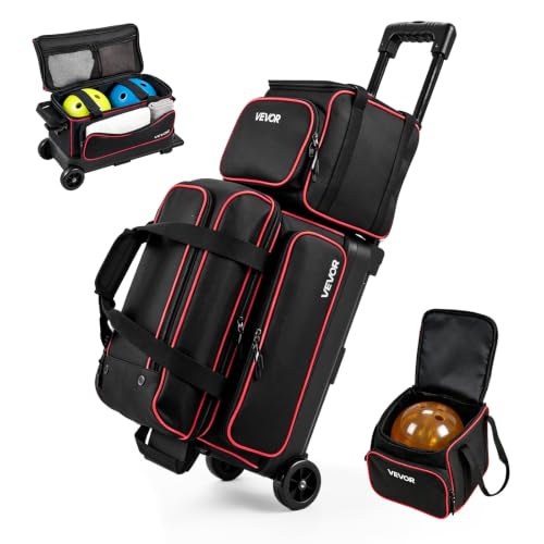VEVOR Sac de Bowling à roulettes Valise de Transport pour 3