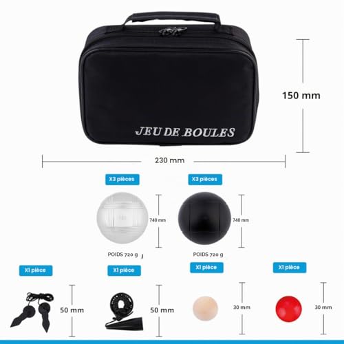 Engelhart Boule De Petanque Metal Lot De 6 Boules Noir et Ch