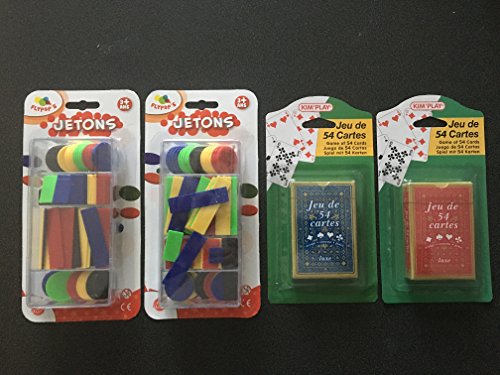 Lot de 2 jeux de 54 cartes + 200 jetons numérotés : poker, b