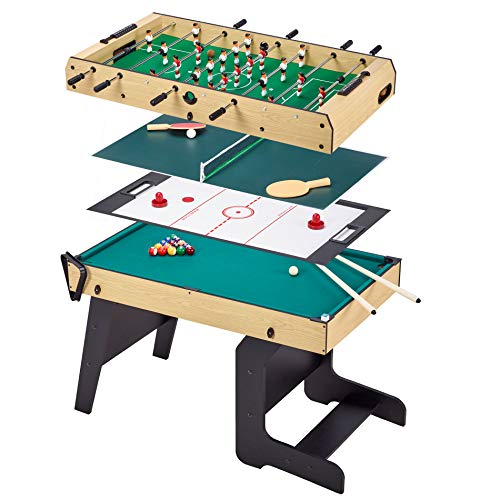 KANGUI Table Multi-Jeux Pliable 4 en 1 Adulte - Baby-Foot - 