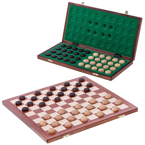 Square - Jeux Dames en Bois - 100 Champs - Échiquier Acajou/
