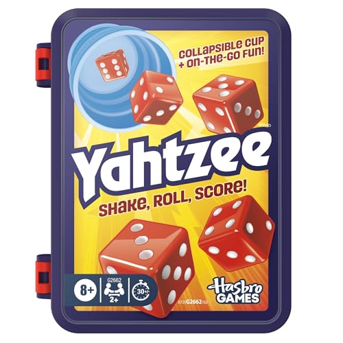 Yahtzee Jeu de dés | Avec tasse pliable et étui de rangement