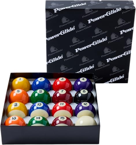 PowerGlide Lot de 16 Boules de Billard | Pois et Rayures | T