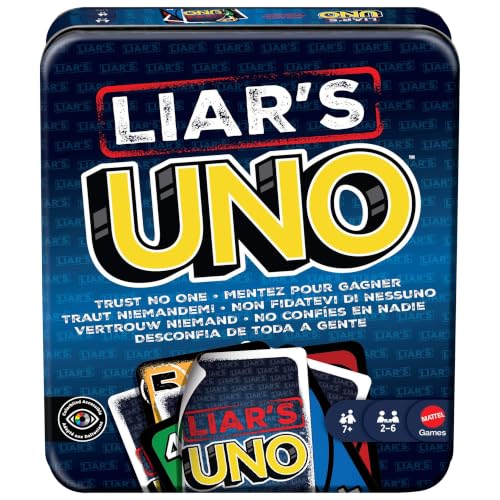 Mattel Games Liar’s UNO Jeu de Cartes en Boîte, 7+, 2-6 Joue