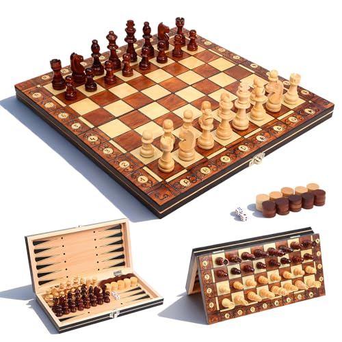 Jeu dÉchecs, 3 en 1 Echiquier Magnétique avec Dames et Backg