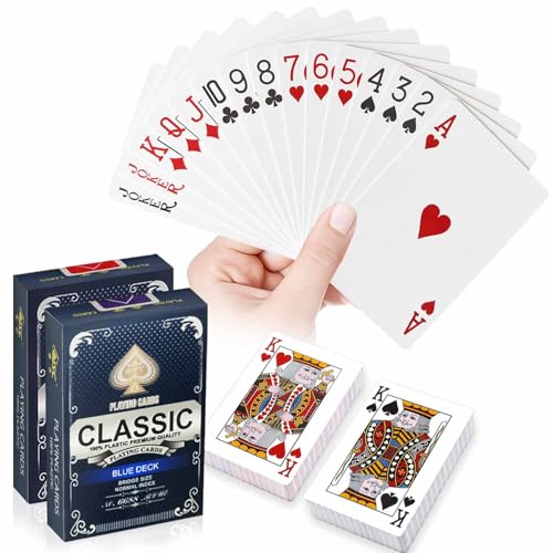 Wugauwor Carte Poker Plastique imperméables, 2 Jeux de 54 Ca