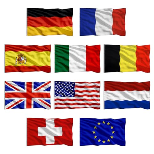 10 Pièces Drapeaux Nationaux 90x150 cm Europe Italie France 