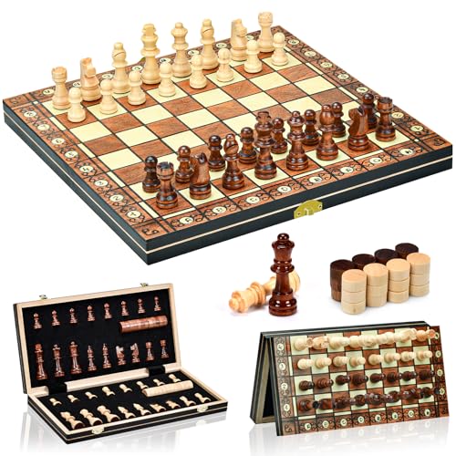 Jeu DéChecs,2 en 1 Echiquier Magnetique,Echecs en Bois Pliab