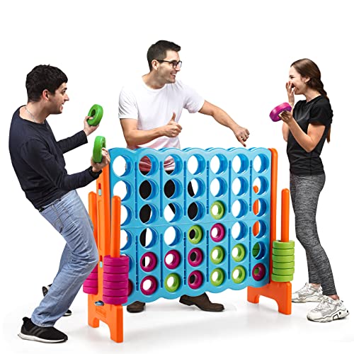 COSTWAY Jeux Puissance 4 Géant Enfants avec 42 Jetons, Jeu d