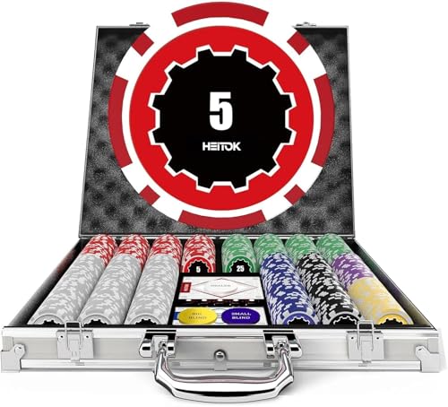 HEITOK Mallette Poker 500 Jetons Numérotés 11.5g Fer Texas H