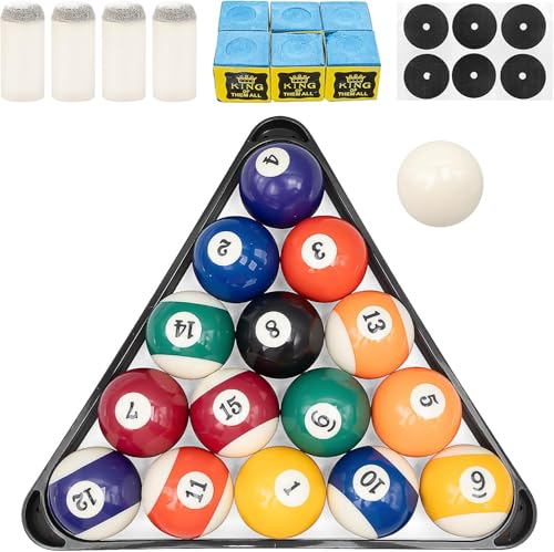 MALLOOM Set de Boules de Billard avec Triangle, Craies, Embo