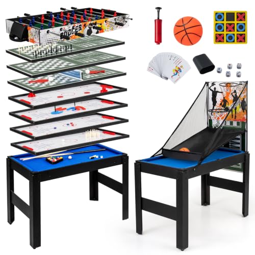 HOMASIS 14 en 1 Table Multijeux Babyfoot (Bleu)