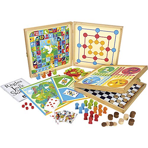 JEUJURA - Coffret Jeux de Sociétés Petits Chevaux, L’Oie, Da